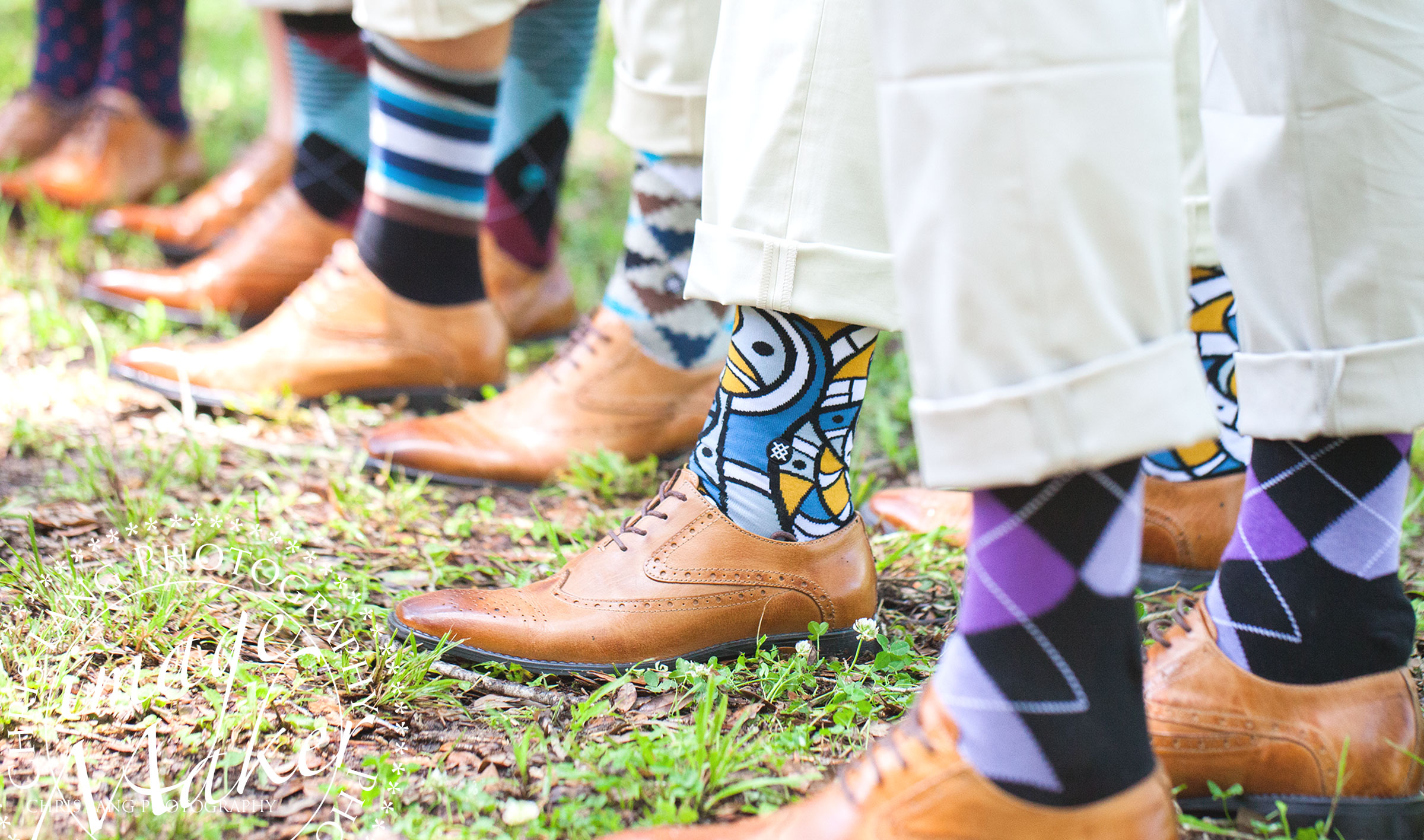 Wedding picture of grooms socks.  Popular wedding ideas. Wilmington NC Wedding Photography