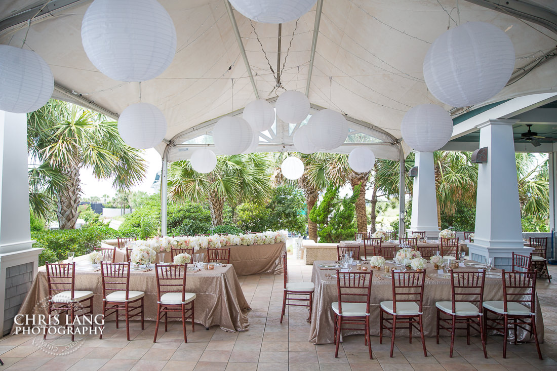 reception decor and set up at the Bald Head Island Club - 