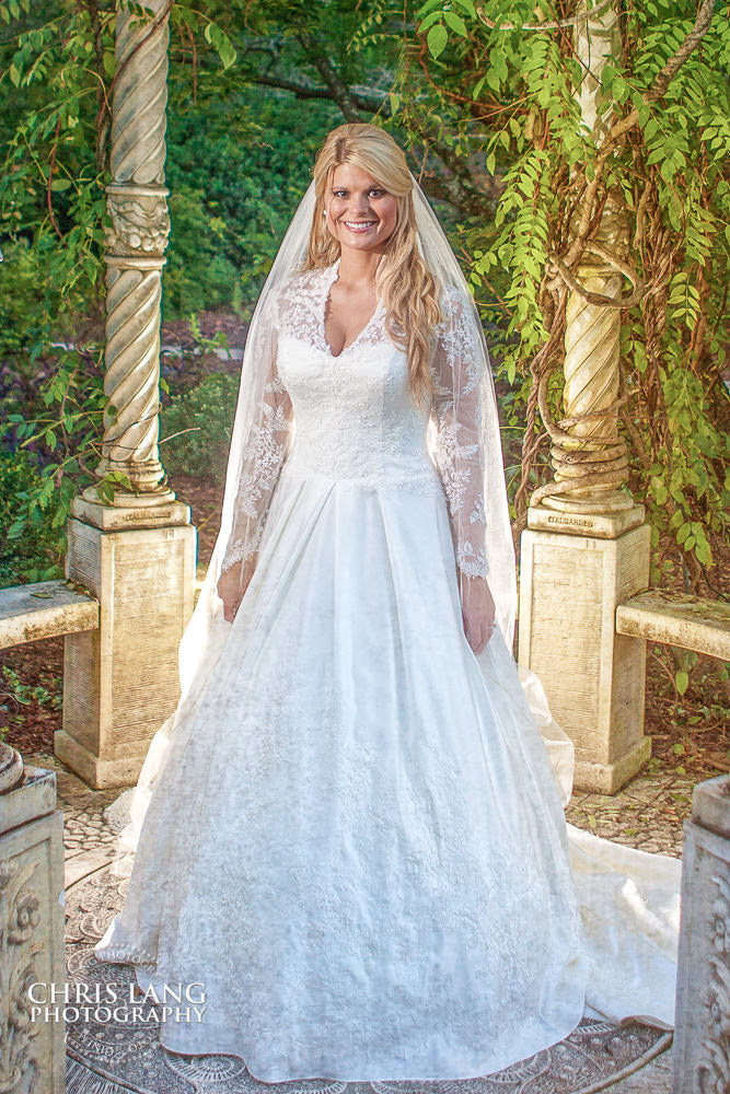 garden bridal portrait photography - bridal portrait photography - bridal portraits - bride - wedding dress - ideas - wilmington nc -