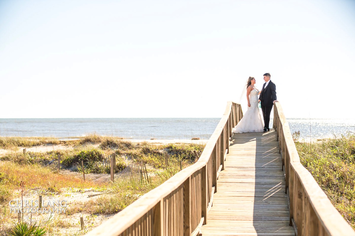 oak island wedding image  - bride & groom on the beach - oak island - wedding photogrpahy - wedding photographers