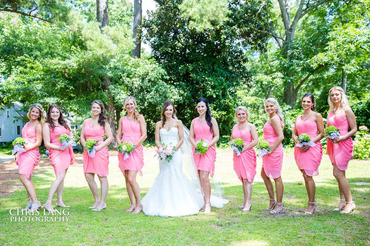 wrightsville manor weddings - bridal party photos - bridesmaids - groomsmen -  bridal party photography ideas - wilmington nc wedding photography