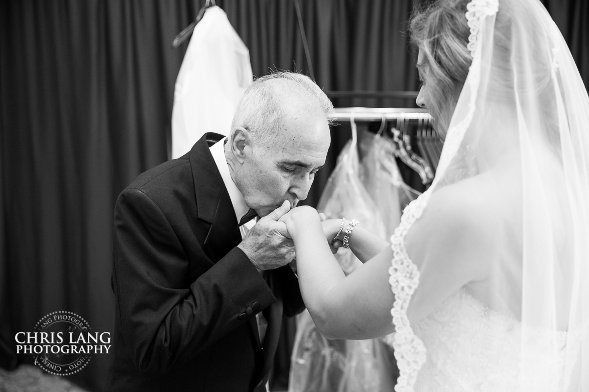 bride and grandfather before wedding - candd wedding moments - pre wedding photos - wedding photo ideas - getting ready wedding pictures - bride - groom - wedding dress - wilmington nc wedding photography  