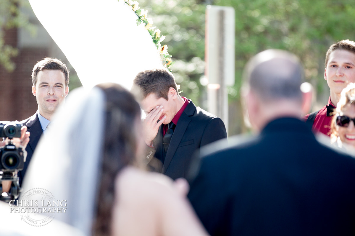groom crying - first look - father walking daughter down the isle - wedding ceremony photo - wedding ceremonies - bride - groom - bridal party - wedding ceremony photography - ideas