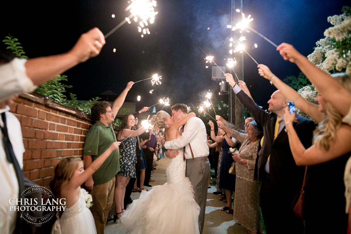 sparkler exit- bakery 105 weddings - wedding reception photos - wedding reception ideas -bride - groom - wilmington nc wedding photography - 