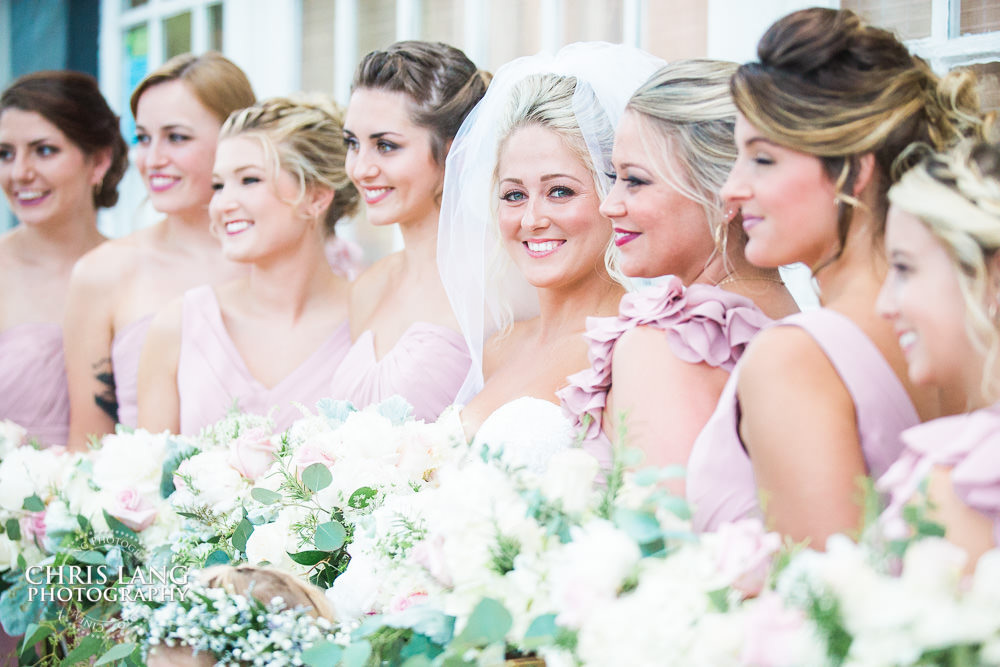 bride & bridesmaids at bakery 105 - wedding venue - wilmington-nc - wedding photo - ideas -