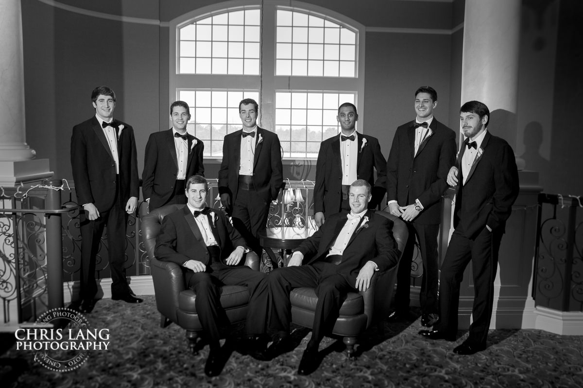 groomsman group photo - pre wedding photos - wedding photo ideas - getting ready wedding pictures - bride - groom - wedding dress - wilmington nc wedding photography  